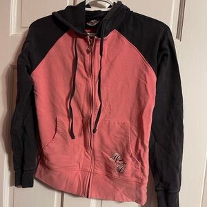 Harley-Davidson Pink and Black Zip-up Hoodie Size M